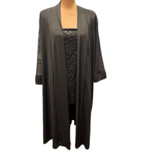 Roaman's Sweaters - Roaman’s Black Lace and Sequin Duster and Sequin Top Set – Size 22W – NWOT